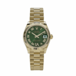 Date just ladies yellow gold diamond green dial 31mm