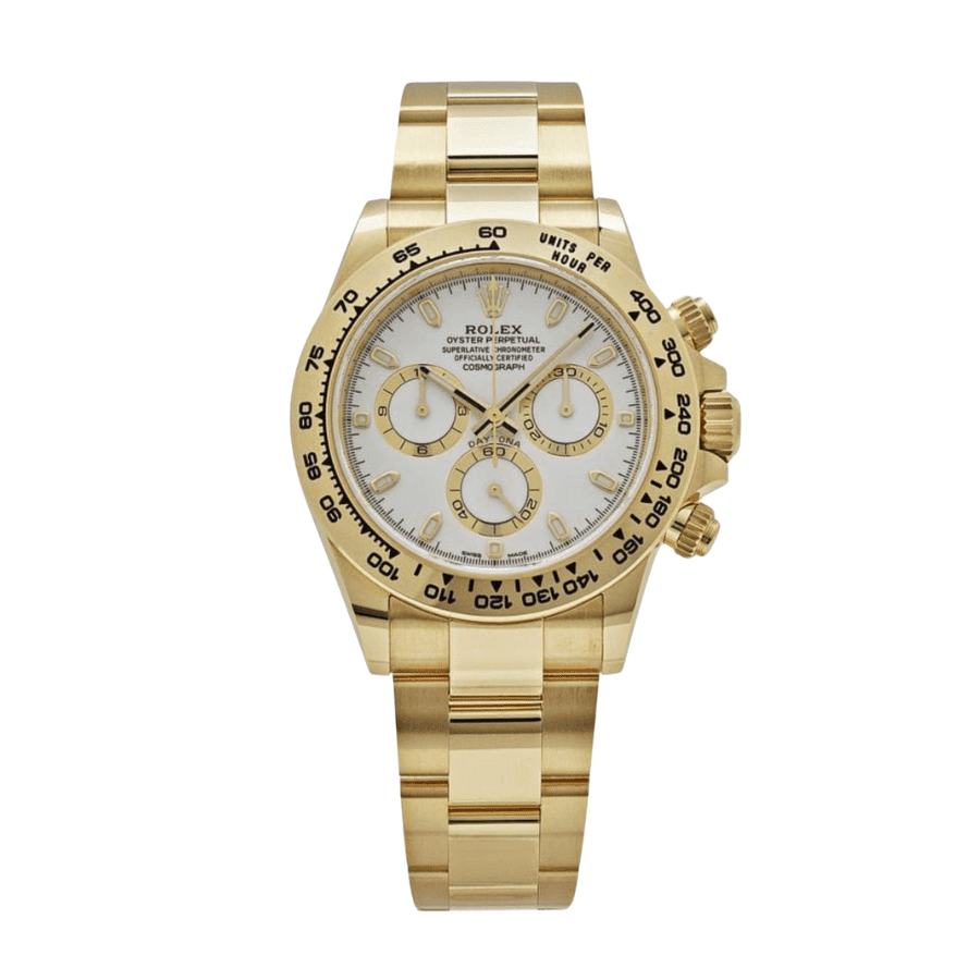 17-Rolexdaytonayellowgoldwhitedial40mm.png Daytona yellow gold white dial 40mm - Image 1