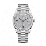 Day-date diamond paved sapphire dial 40mm