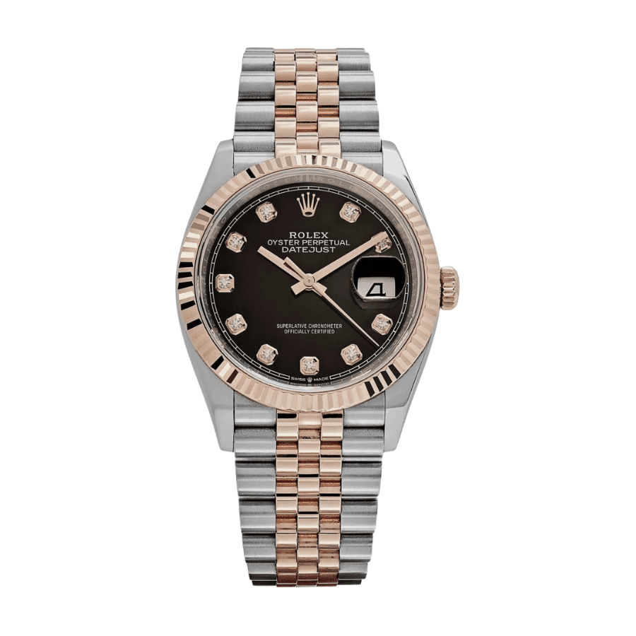 30-Rolexdatejustrosegoldblackdiamonddial36mm.png Date just rose gold black diamond dial 36mm - Image 1