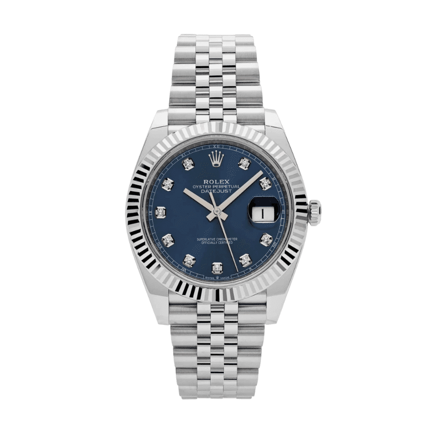 32-Rolexdatejustbluediamonddial41mm.png Date just blue diamond dial 41mm - Image 1
