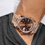 Day-date rose gold chocolate baguette diamond dial 40mm - Image 3