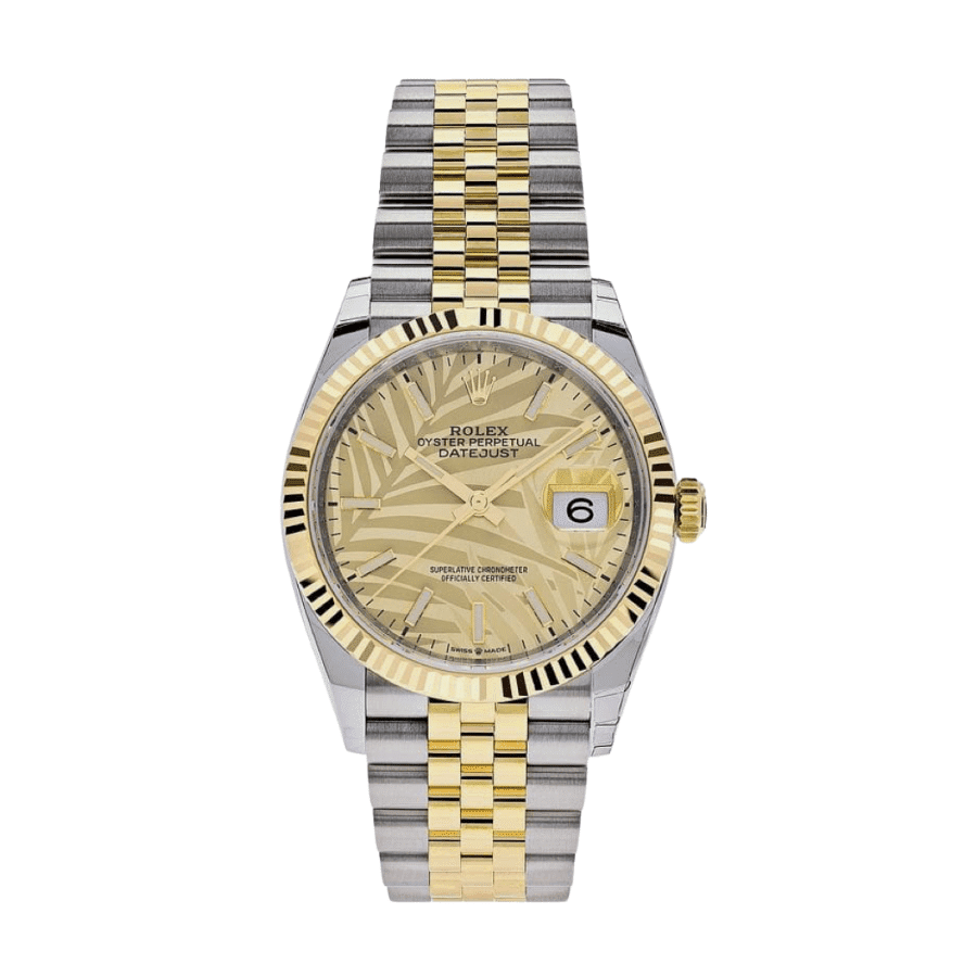 36-Rolexdatejustyellowgoldpalmmotifdial36mm.png Date just yellow gold palm motif dial 36mm - Image 1