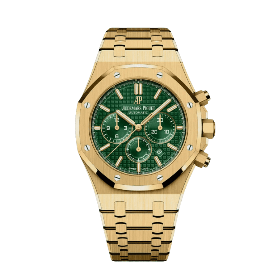 39-Audemarspiguetroyaloakyellowgoldgreendial.png Royal oak yellow gold green dial - Image 1