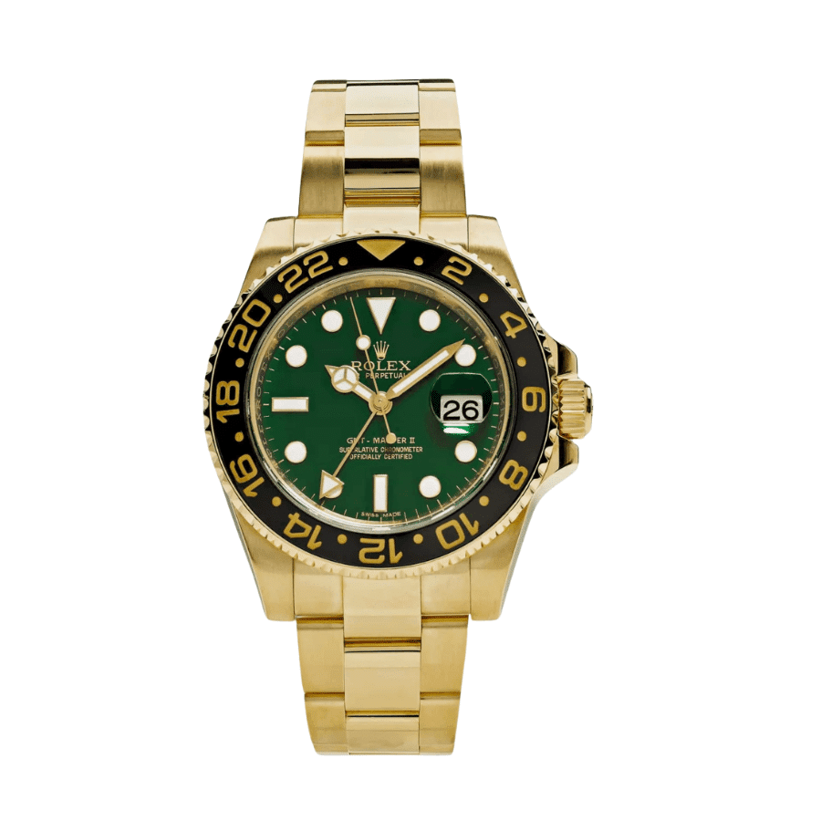 4-Rolexgmt-masteriiyellowgoldgreendial40mm.png Gmt-master ii yellow gold green dial 40mm - Image 1