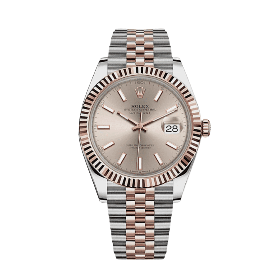 50-Rolexdatejustrosegoldsundustdial41mm.png Date just rose gold sundust dial 41mm - Image 1