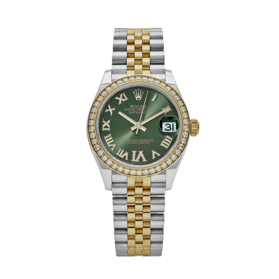 56-datejustladiesyellowgoldgreenromandial31mm.png Date just ladies yellow gold green roman dial 31mm - Image 1