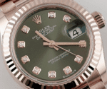 Date just ladies rose gold olive diamond green dial 28mm - Image 2