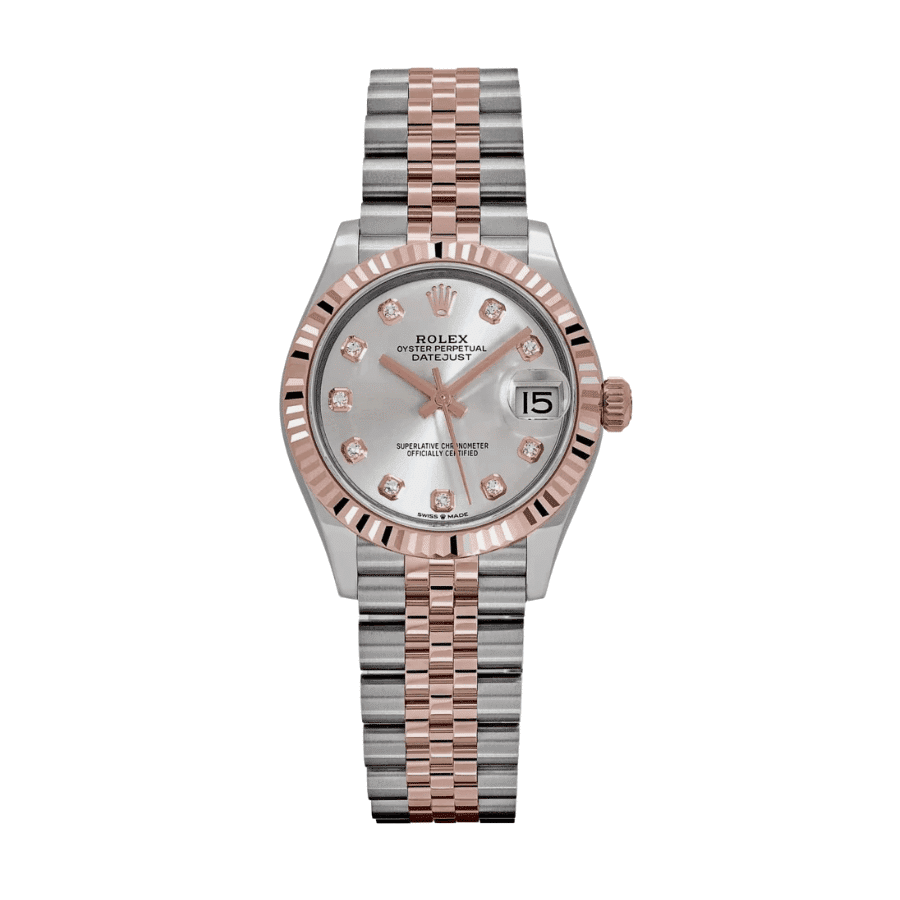 67-datejustladiesrosegoldsilverdiamonddial31mm.png Date just ladies rose gold silver diamond dial 31mm - Image 1