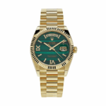 Day-date gold green malachite roman diamond dial 36mm
